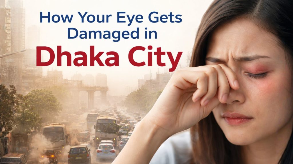 Dhaka city air pollution and dust causing eye irritation and dry eye